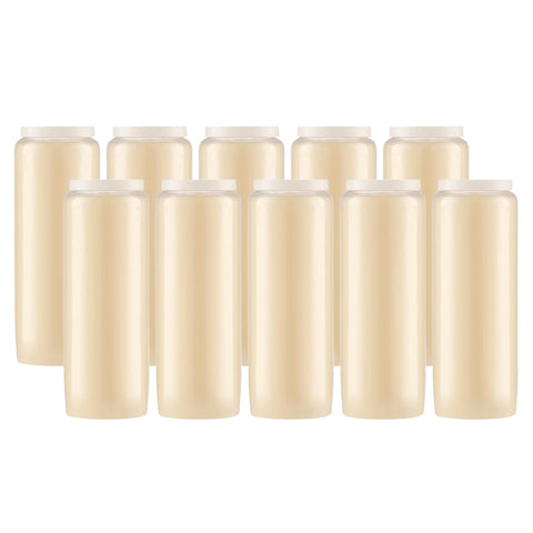 Lerner long-burning candle in plastic jar, elegant simple design for homes and worship spaces