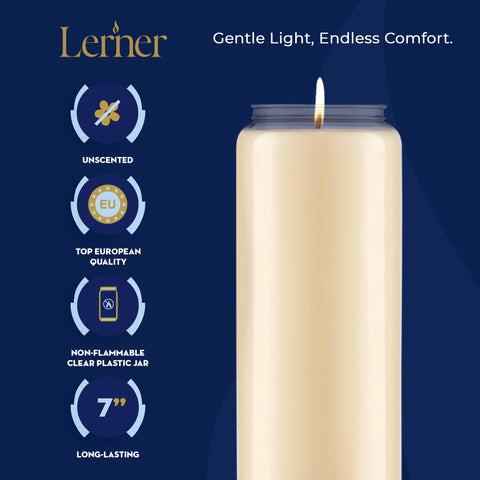 Lerner smokeless memorial candle with lead-free wick, European quality for quiet remembrance