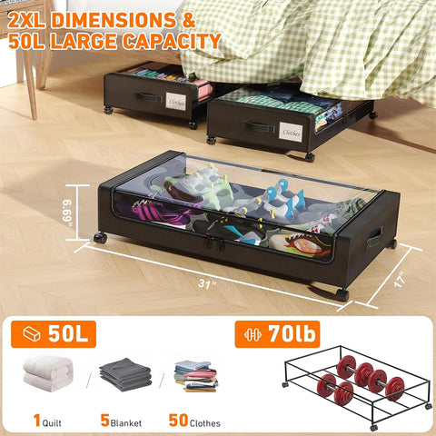 LESHZHEN under-bed storage uses 600D PU fabric for durability