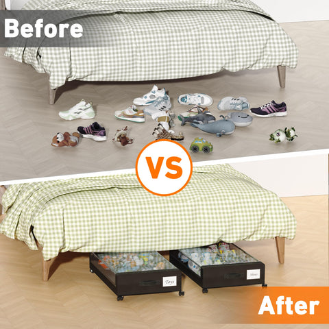 LESHZHEN under-bed storage with sturdy metal frame supports heavy items