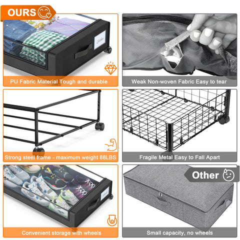 LESHZHEN under-bed storage with clear lid helps identify contents at a glance