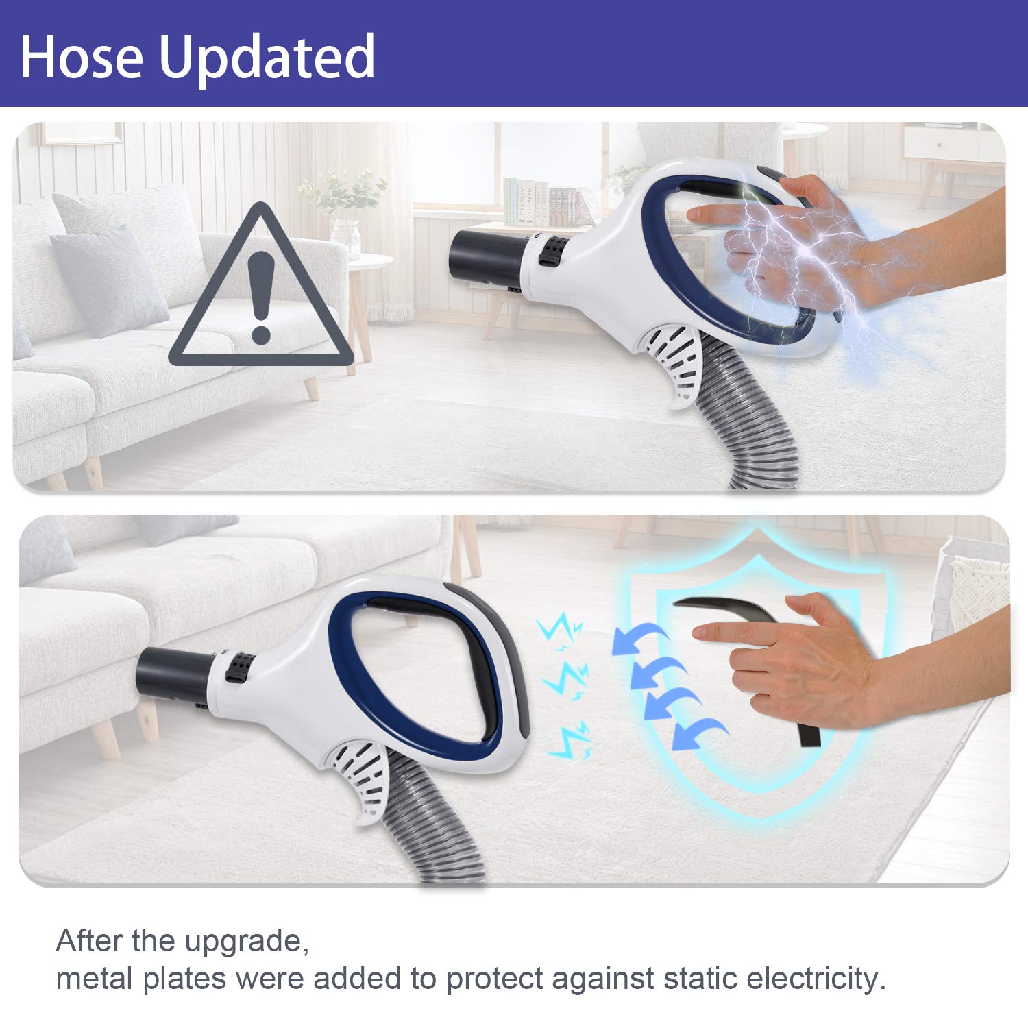 LesinaVac blue flexible design for easy reach around furniture