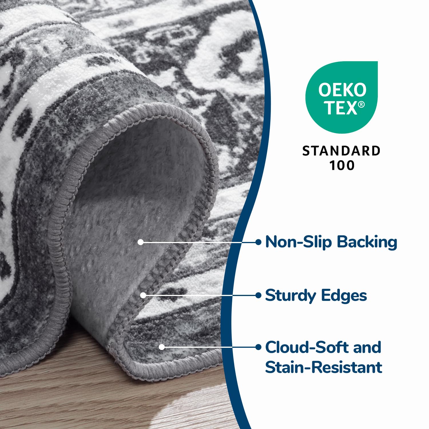Lessymo low-pile height allows easy placement under furniture.