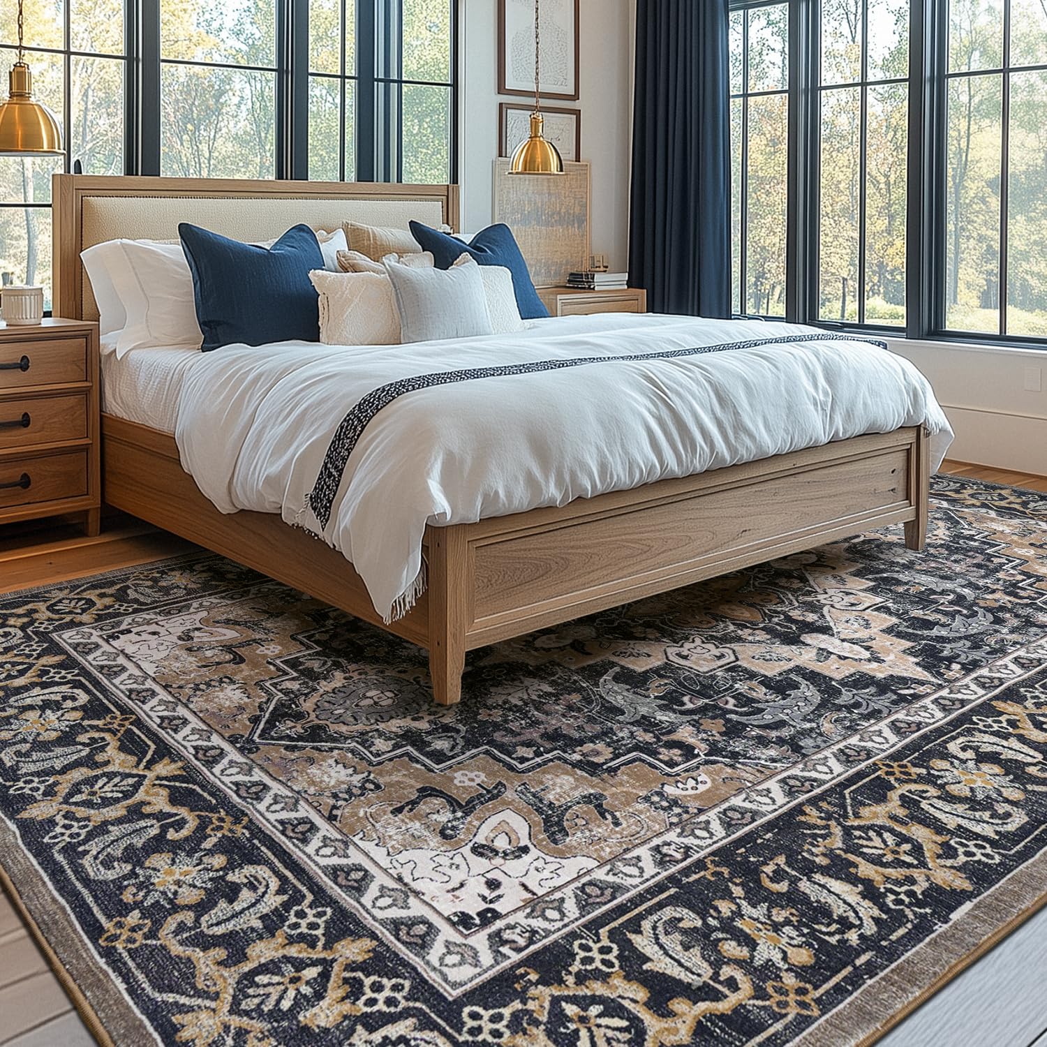 Lessymo boho faux wool texture highlights soft touch underfoot.