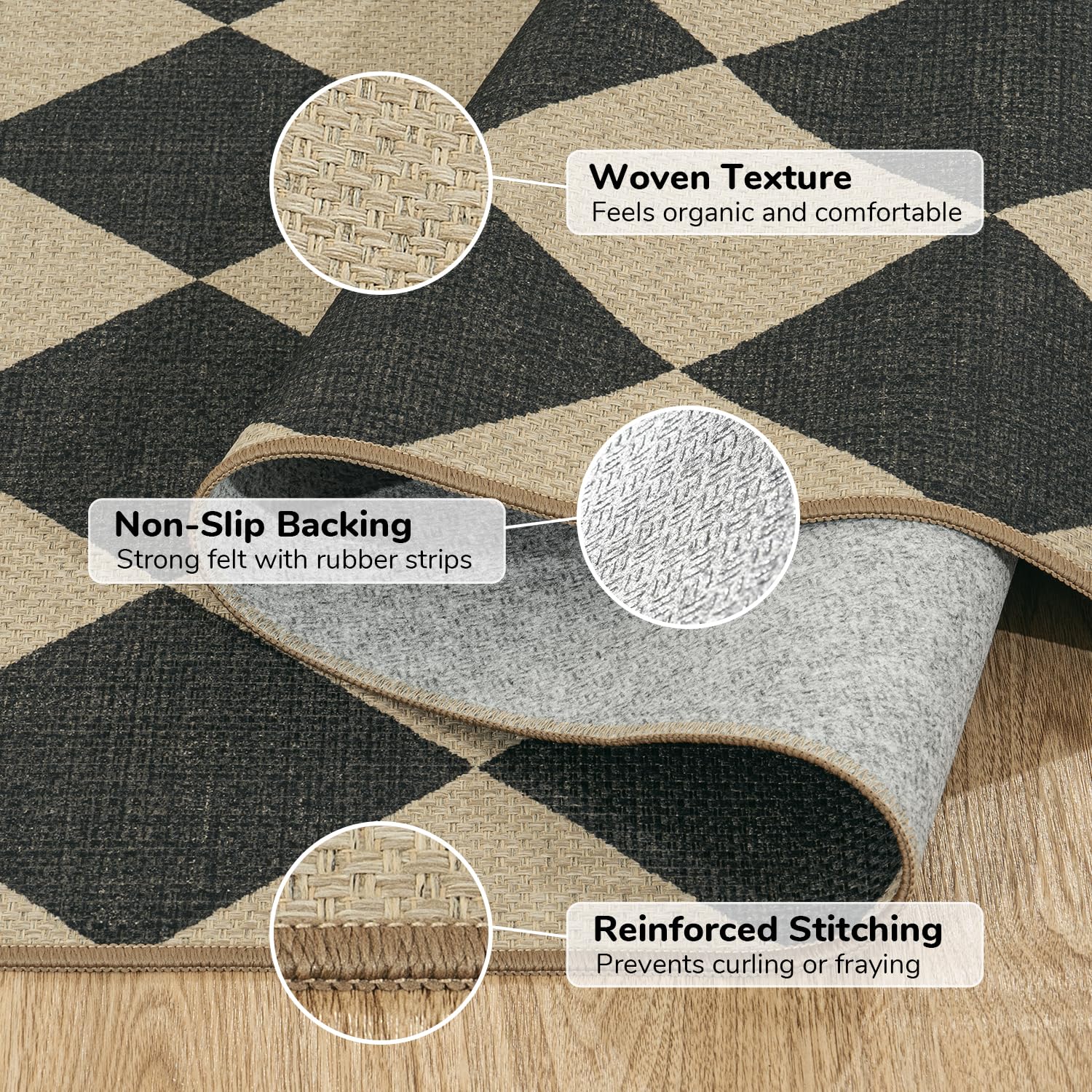 Lessymo rug is machine-washable for quick cleanup.