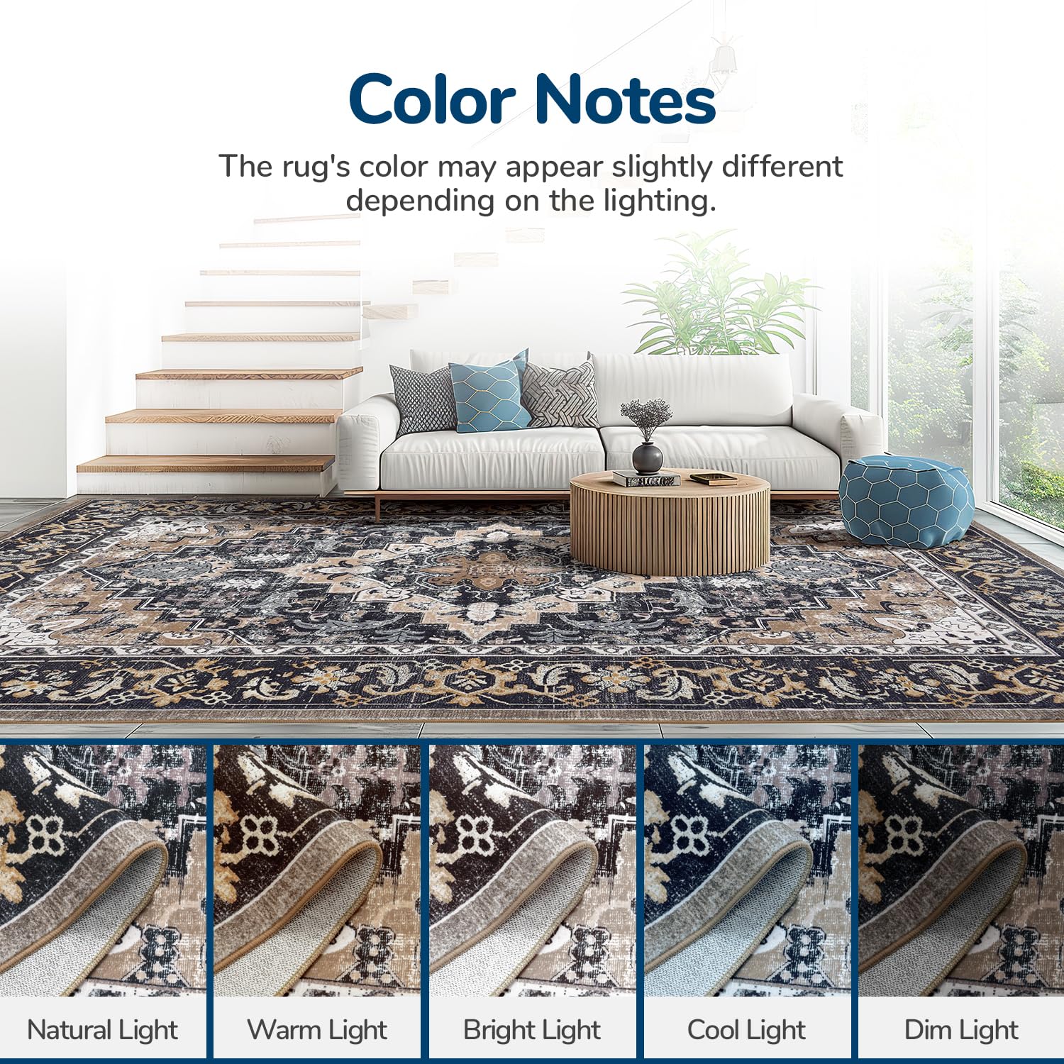 Lessymo kid-friendly rug resists wear for busy family spaces.