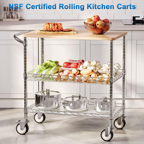Leteuke 3-tier heavy-duty cart on wheels for versatile storage.