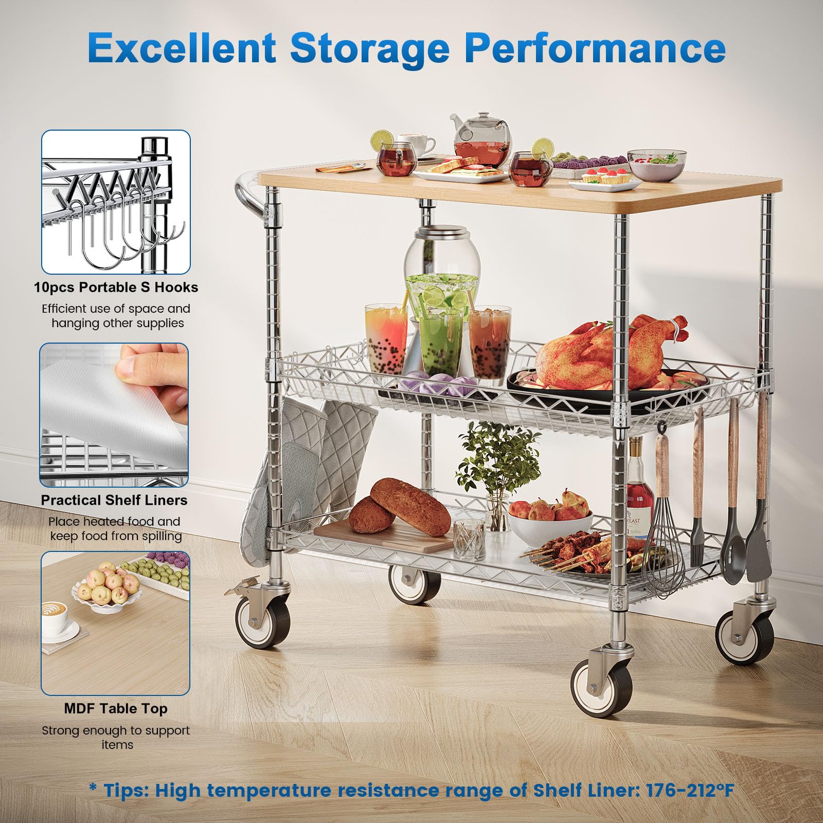 Leteuke 330lbs capacity cart for flexible kitchen organization.