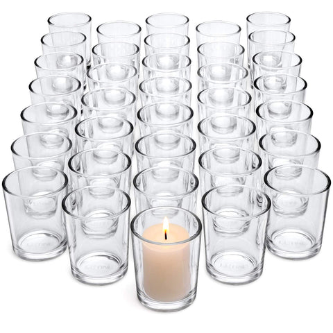 Letine 36-pack votive holders on table illuminate elegant wedding centerpieces.