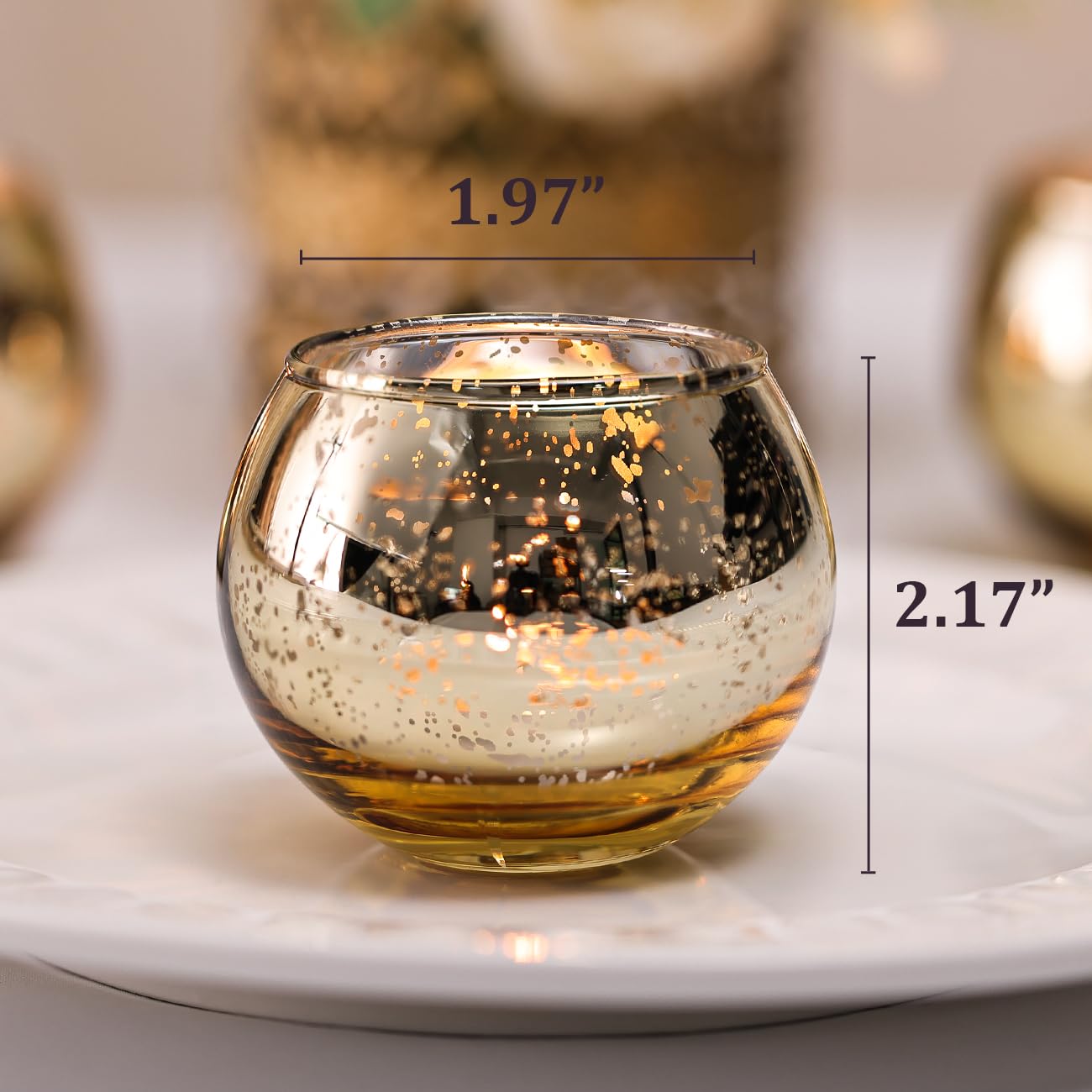 LETINE gold mercury glass votive glows brilliantly for table settings