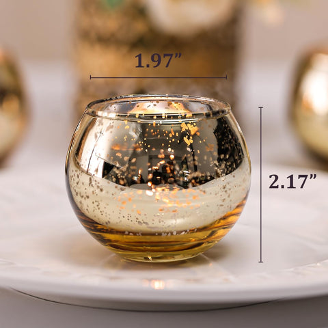 LETINE gold mercury glass votive glows brilliantly for table settings