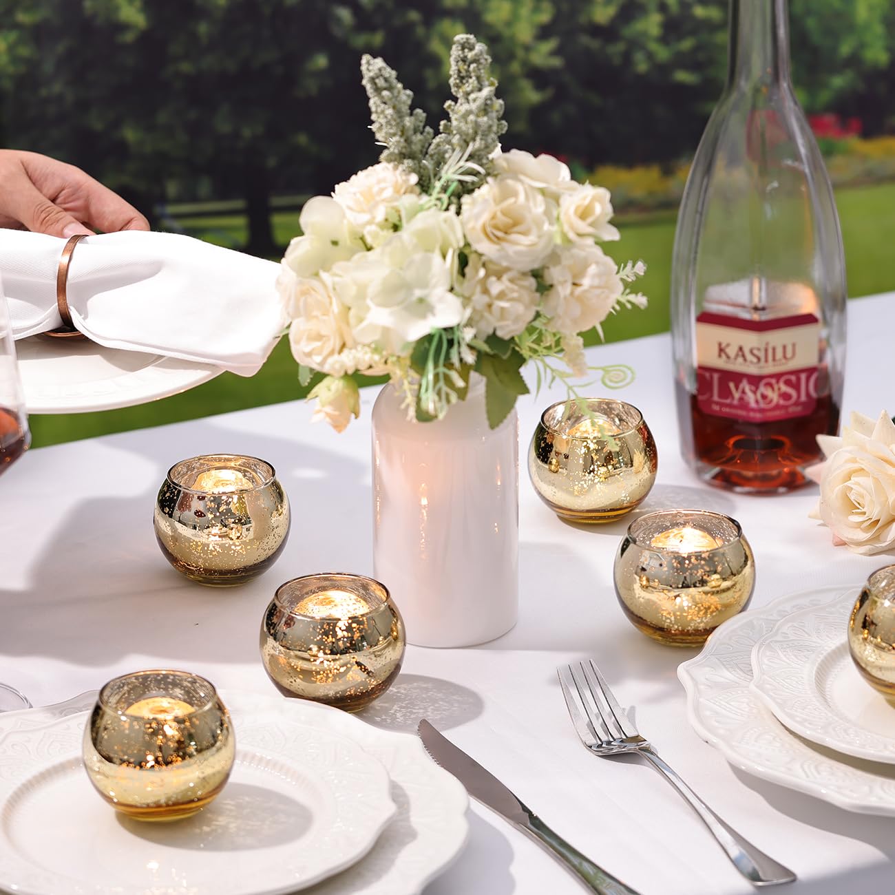 LETINE mercury glass candle holder protects tea lights with safe enclosure