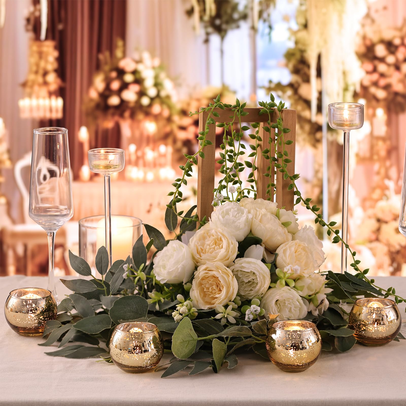 LETINE gold mercury glass tealight holder creates intimate ambience on any table