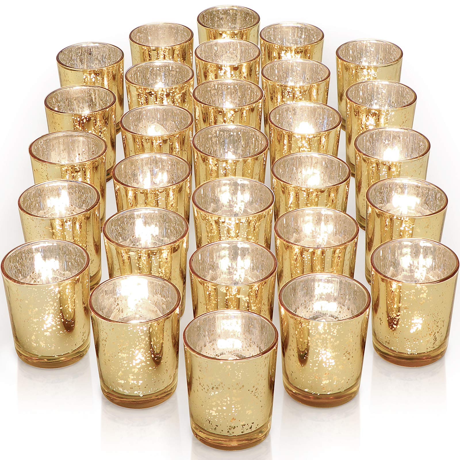 LETINE gold mercury glass votive holder with speckled finish for weddings