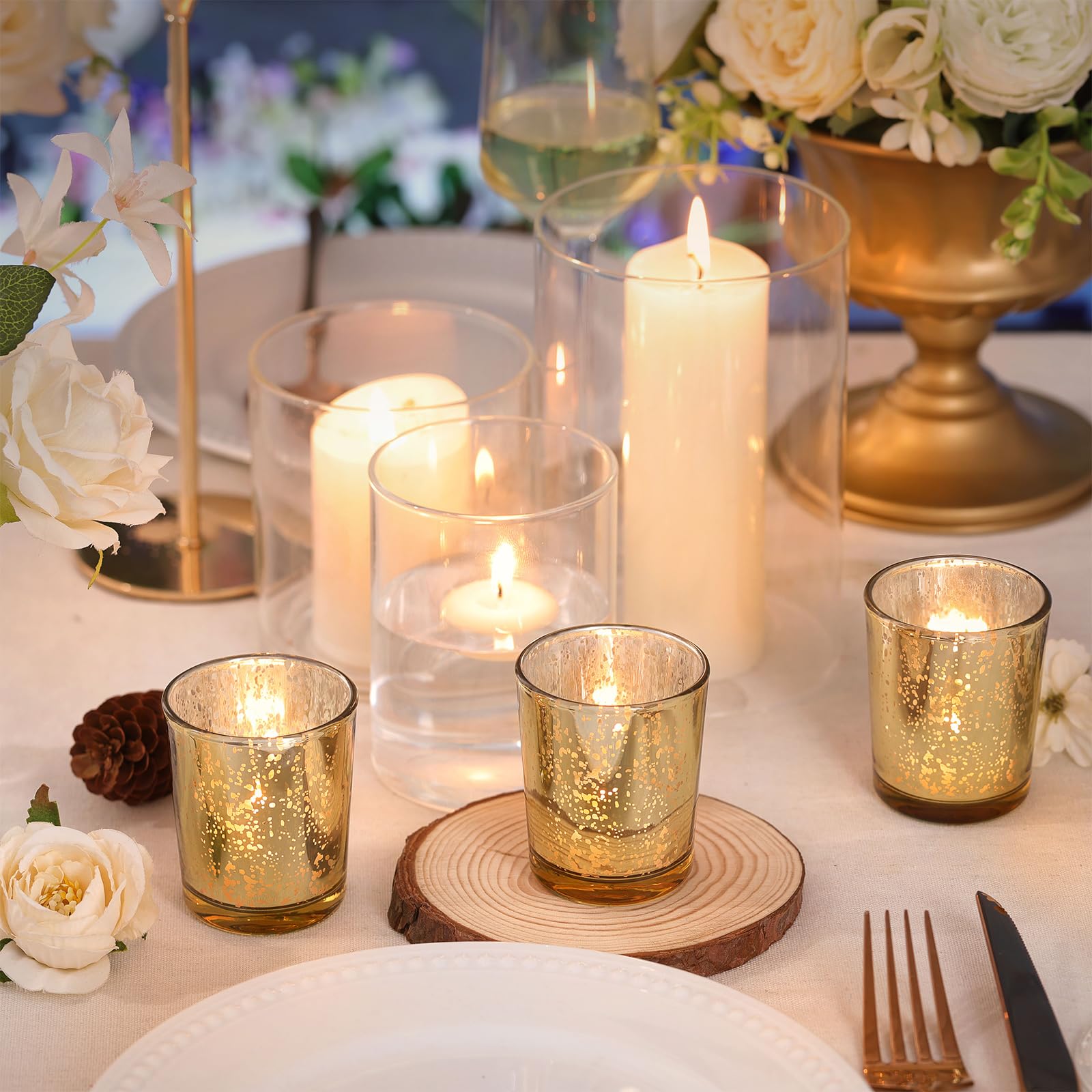 LETINE 36-pack gold votive holders for events