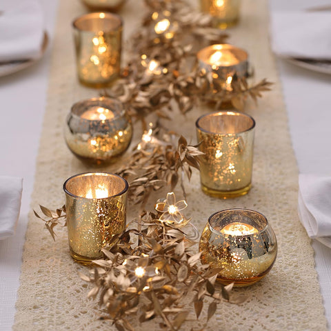 LETINE mercury glass votives with warm reflective surface