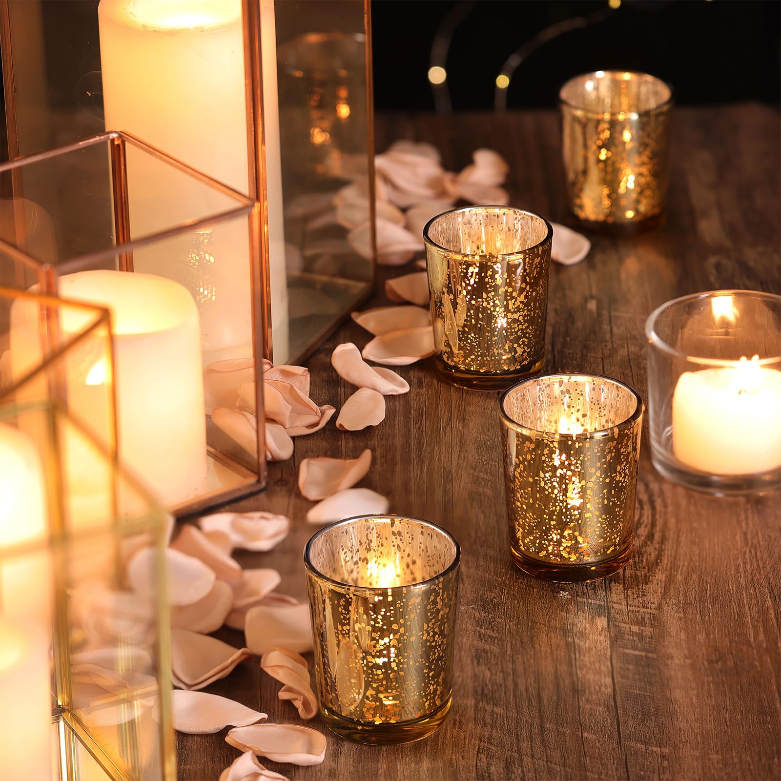 LETINE gold glass votives spark candlelight for celebrations