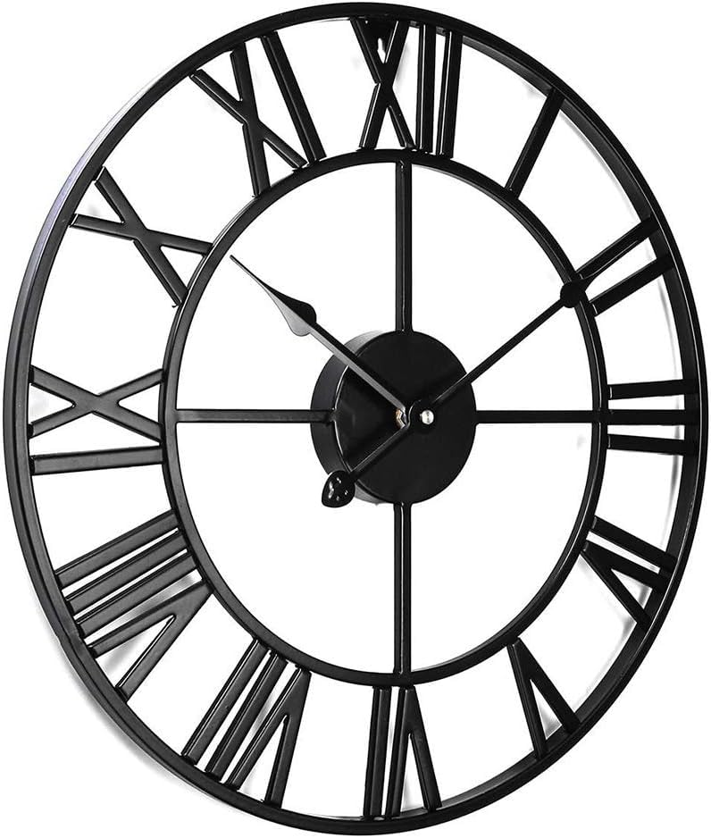 Letmaliy Antique Tower 24in clock with black metal frame for bold interiors