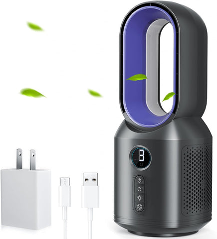 Let'me bladeless desk fan front view for safe personal cooling at your workspace.