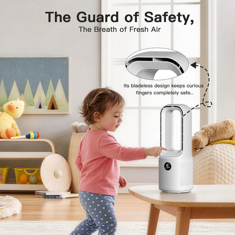 Let'me bladeless desk fan night light at low brightness level
