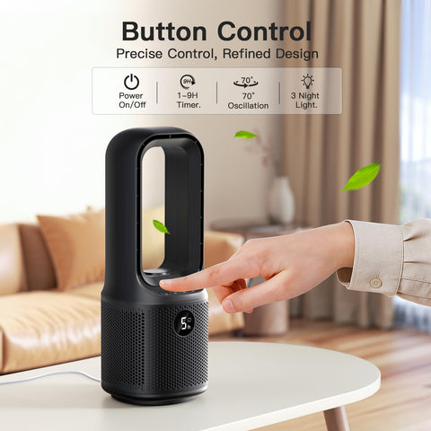 Let'me bladeless desk fan operates quietly for focused work and restful sleep.