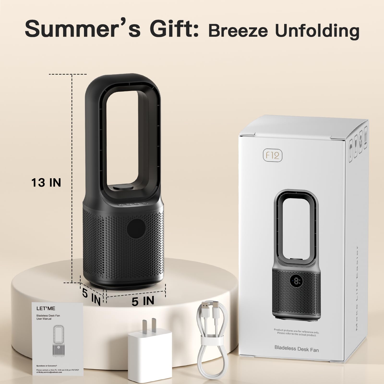 Let'me bladeless desk fan keeps kids and pets safer with bladeless design.