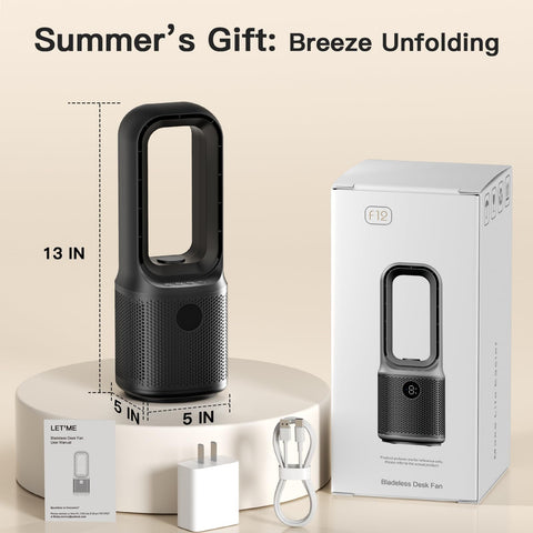 Let'me bladeless desk fan keeps kids and pets safer with bladeless design.