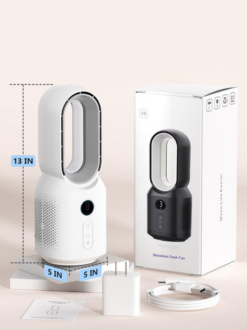 Let'me compact desk fan design fits well on a desk or in a small office.