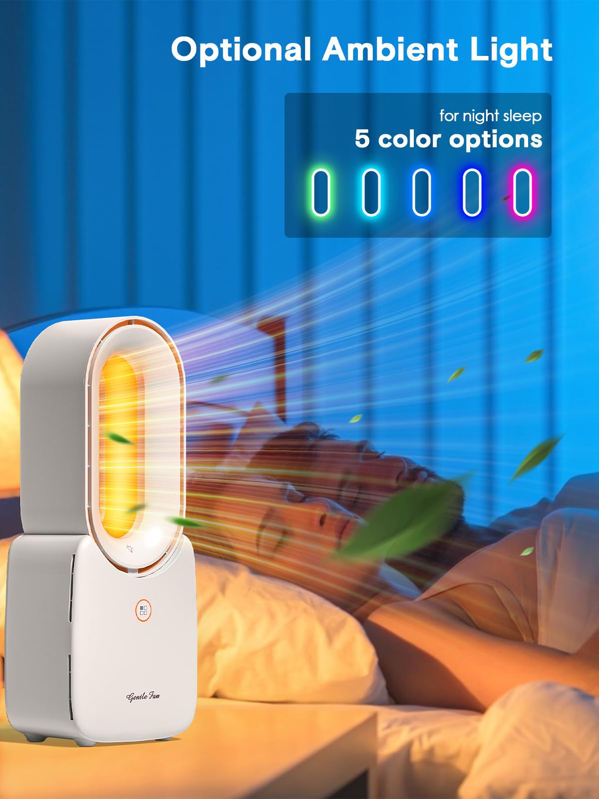 Let'me desk fan with LED color gradient mood lighting