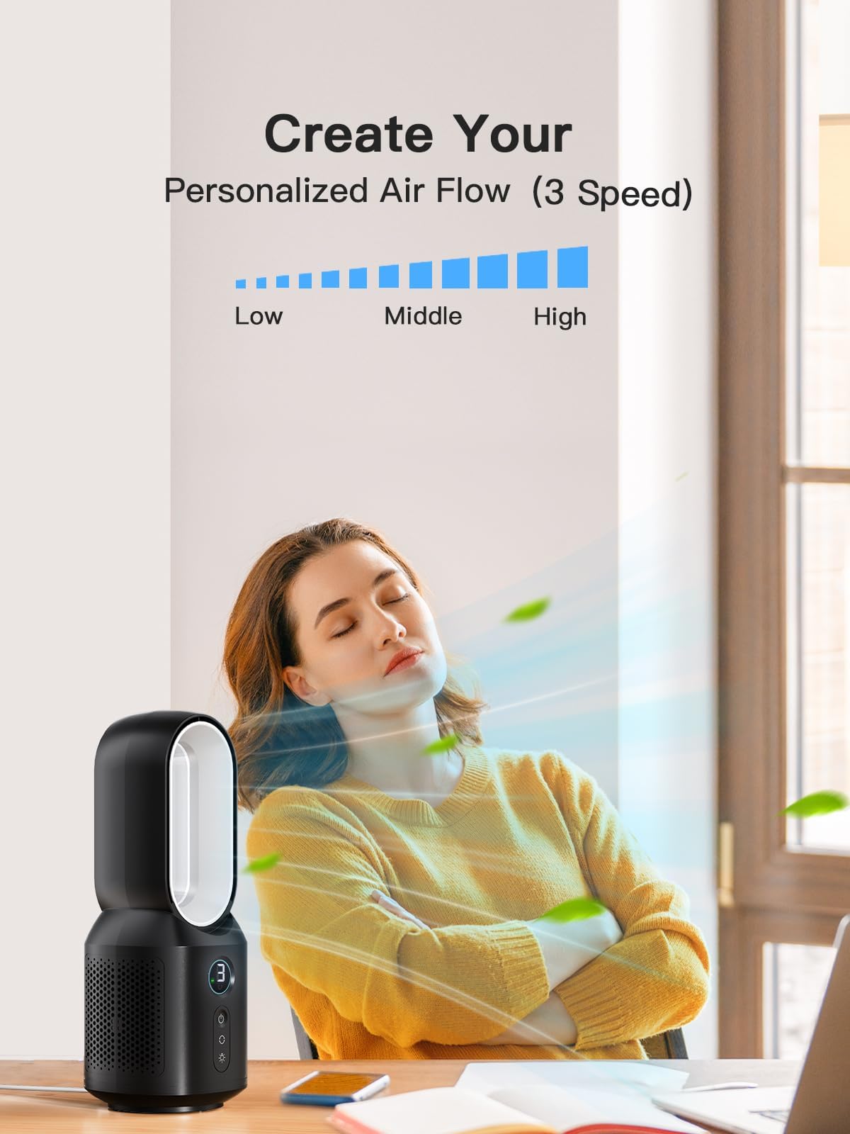 let'me desk fan USB-powered with included adapter for stable use