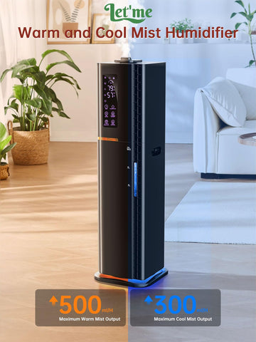 Let'me LED control panel enables quick, precise humidity adjustments.