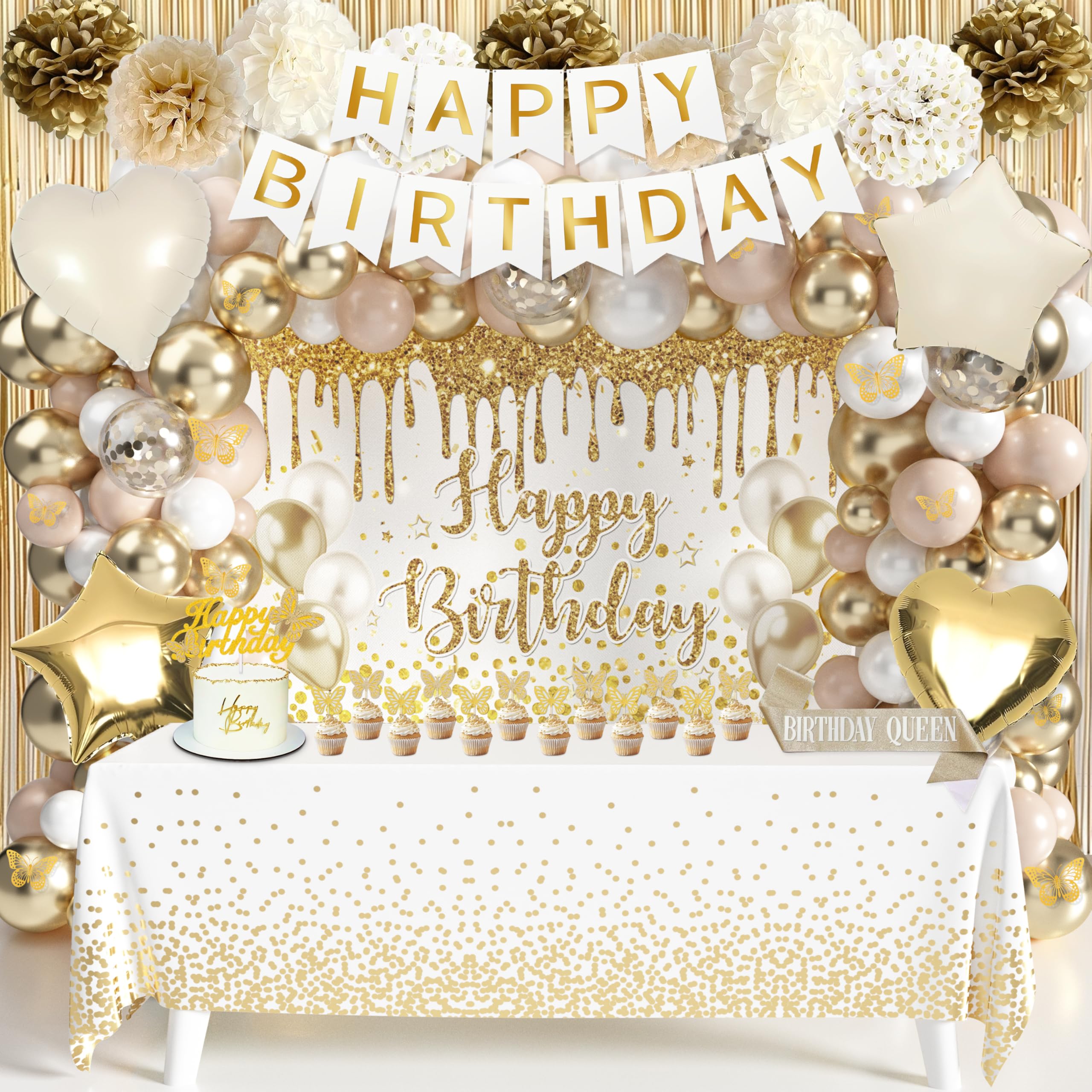 Letsroar gold birthday arch creates a glamorous photo backdrop