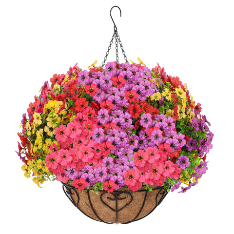 LetuoClips artificial hanging flowers outdoors offer vibrant, maintenance-free patio display.
