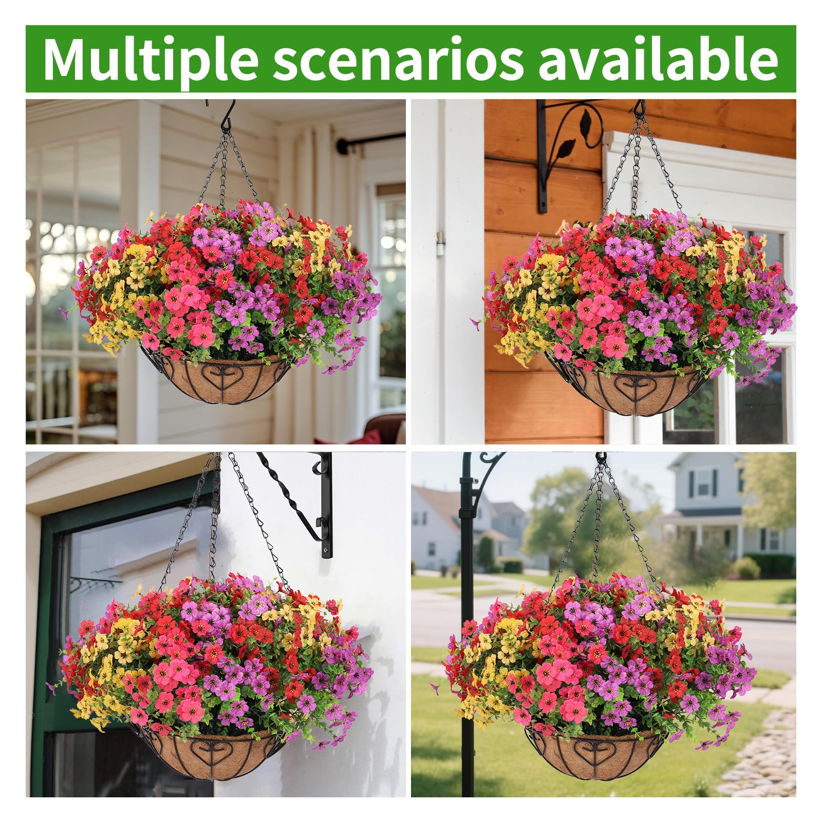 LetuoClips assembly-ready hanging basket resists fading in sun.