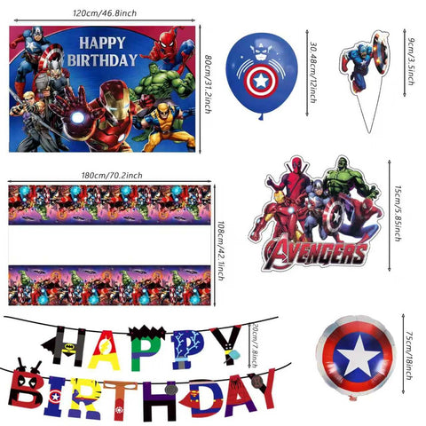 Leuaxmy Avengers balloon set with extra-thick latex for vibrant color.
