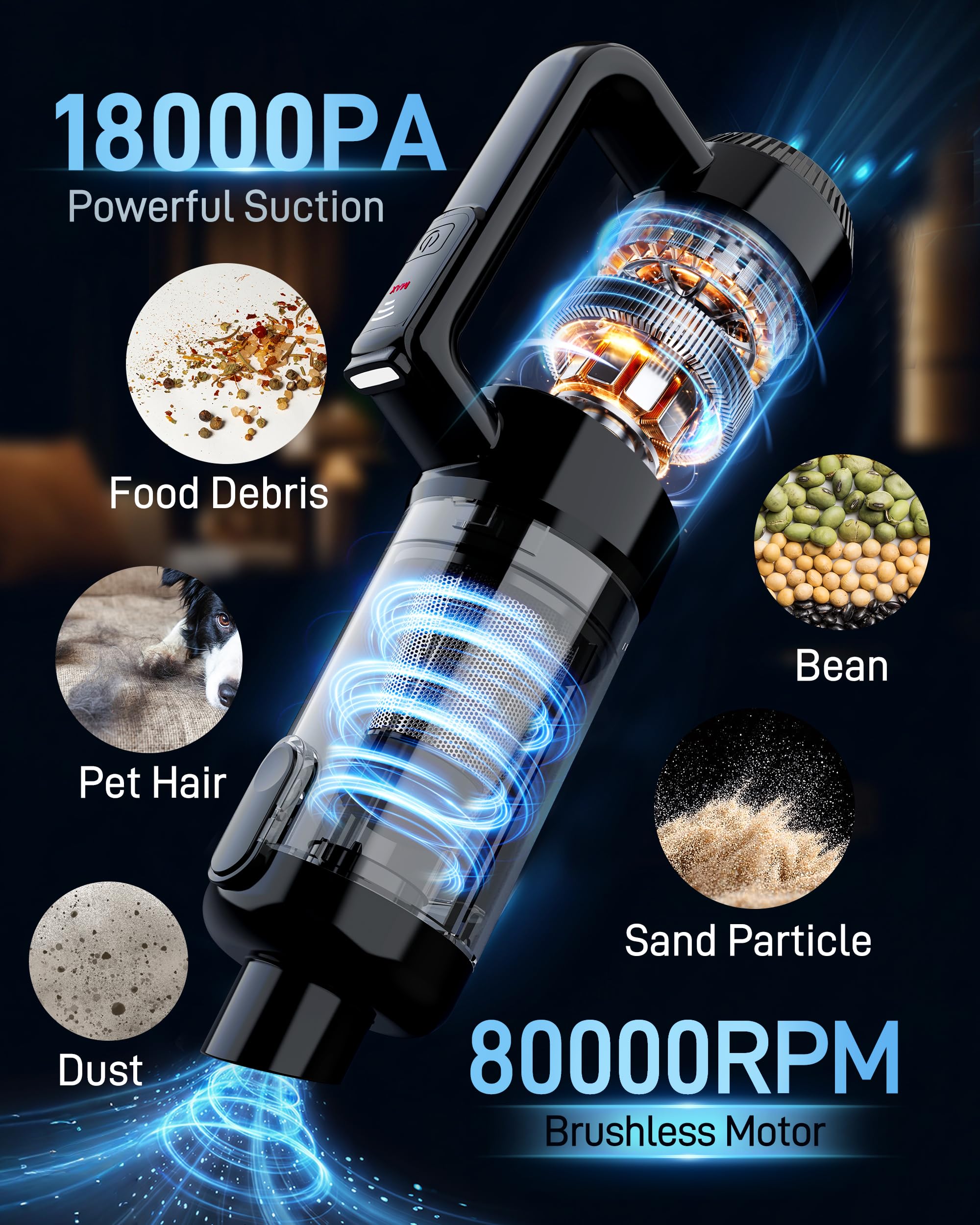 Leucher handheld vacuum with LED light to brighten dark corners