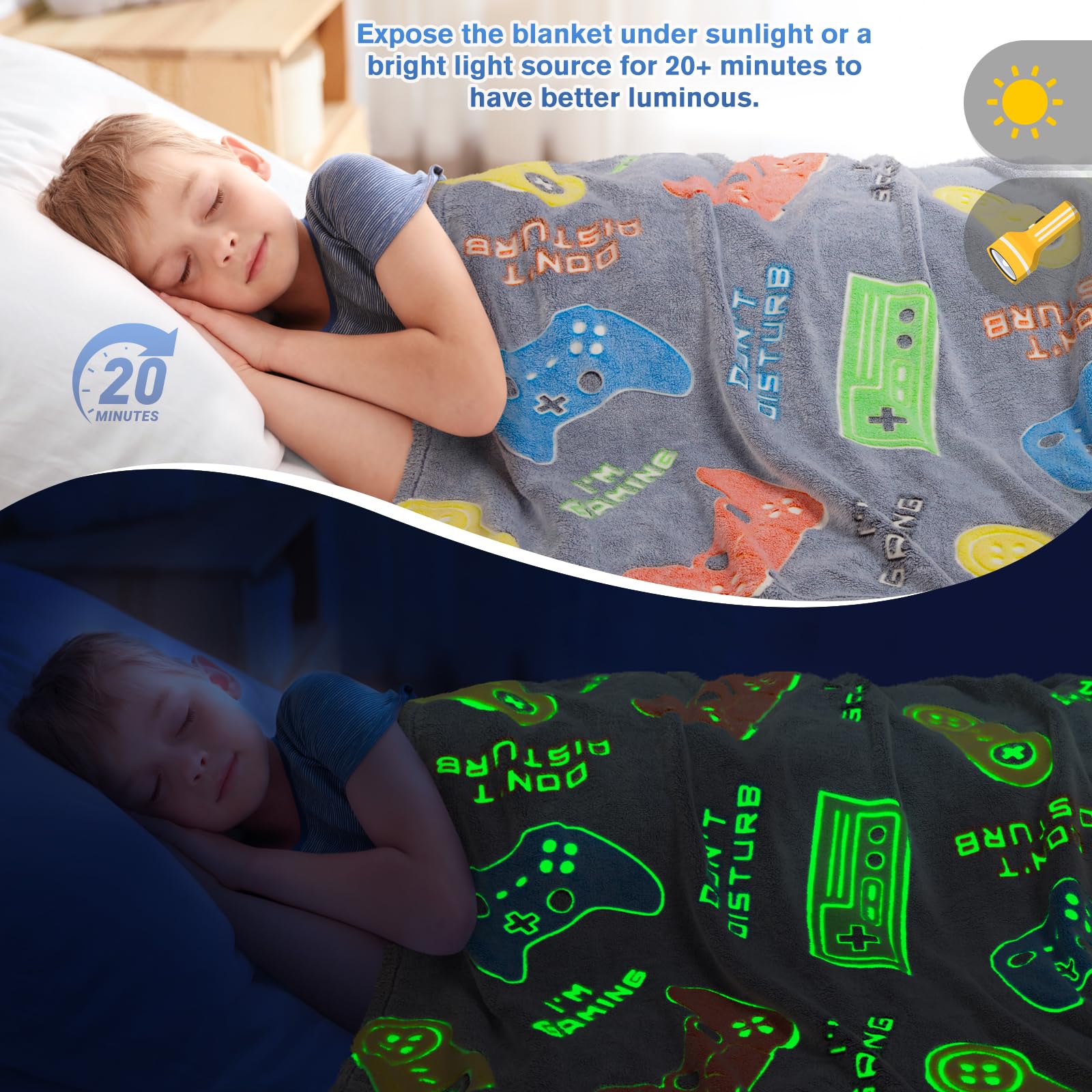 Levens game-controller-pattern blanket adds fun vibes to gaming corners and bedrooms.