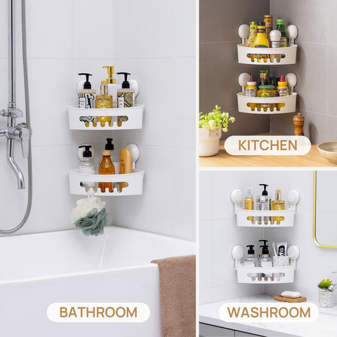 LEVERLOC multi-use organizer for shower kitchen and dorm rooms.