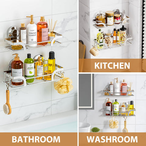 Octopus-inspired suction design secures the rack on glass or tile.
