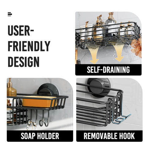 LEVERLOC shower caddy no drill installation on smooth surface