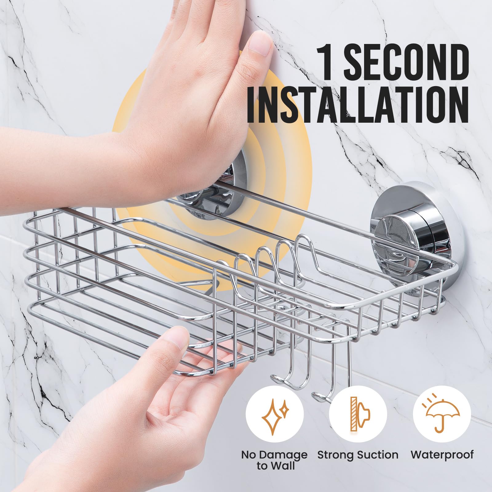 LEVERLOC two-basket shower caddy for shampoo and gel