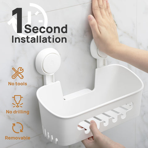 LEVERLOC two-pack provides organized storage for shower essentials.
