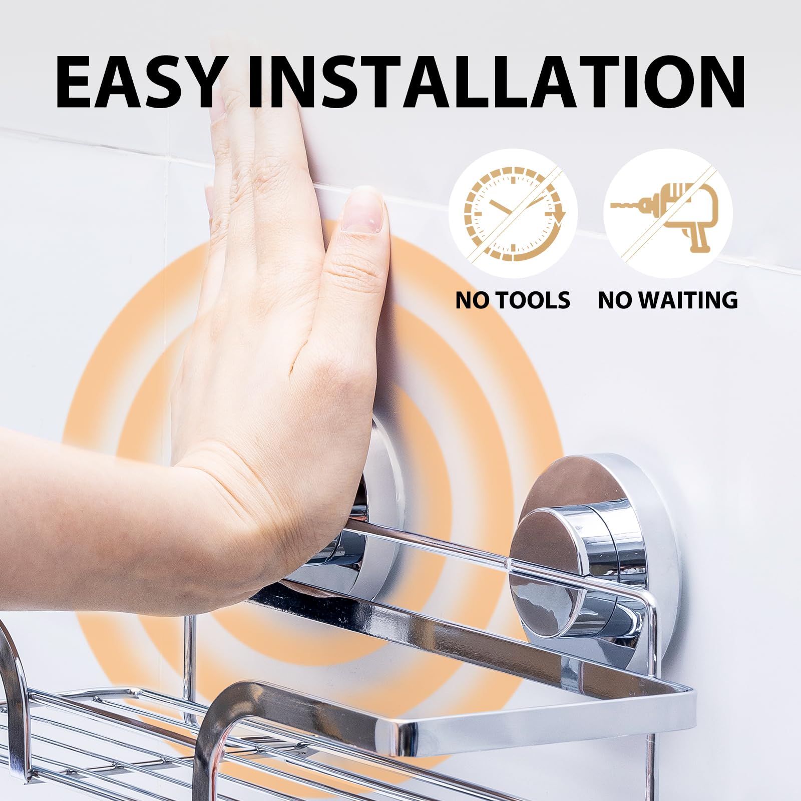 LEVERLOC stainless steel bath organizer resists rust and keeps items neatly arranged.