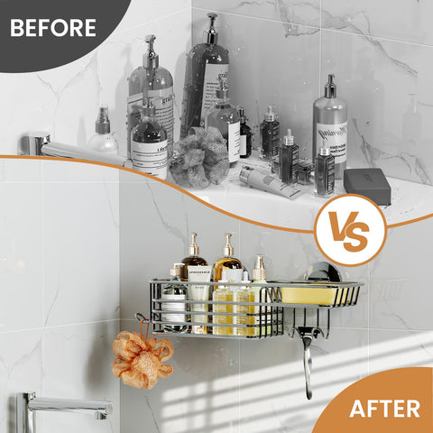 LEVERLOC two large hooks keep towels, razors and loofahs within reach.
