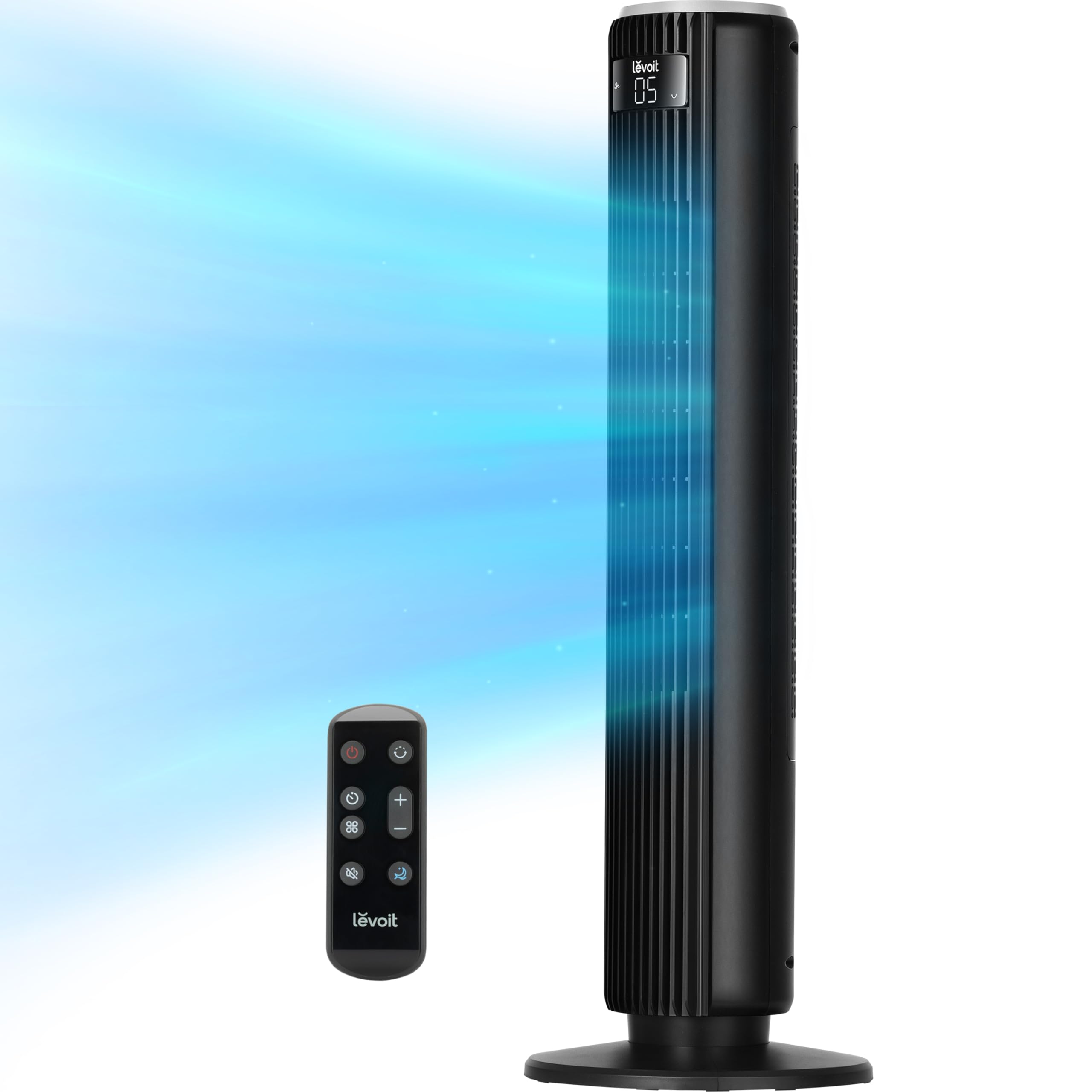 LEVOIT Classic 36-inch tower fan front view delivers broad, even airflow for large rooms.