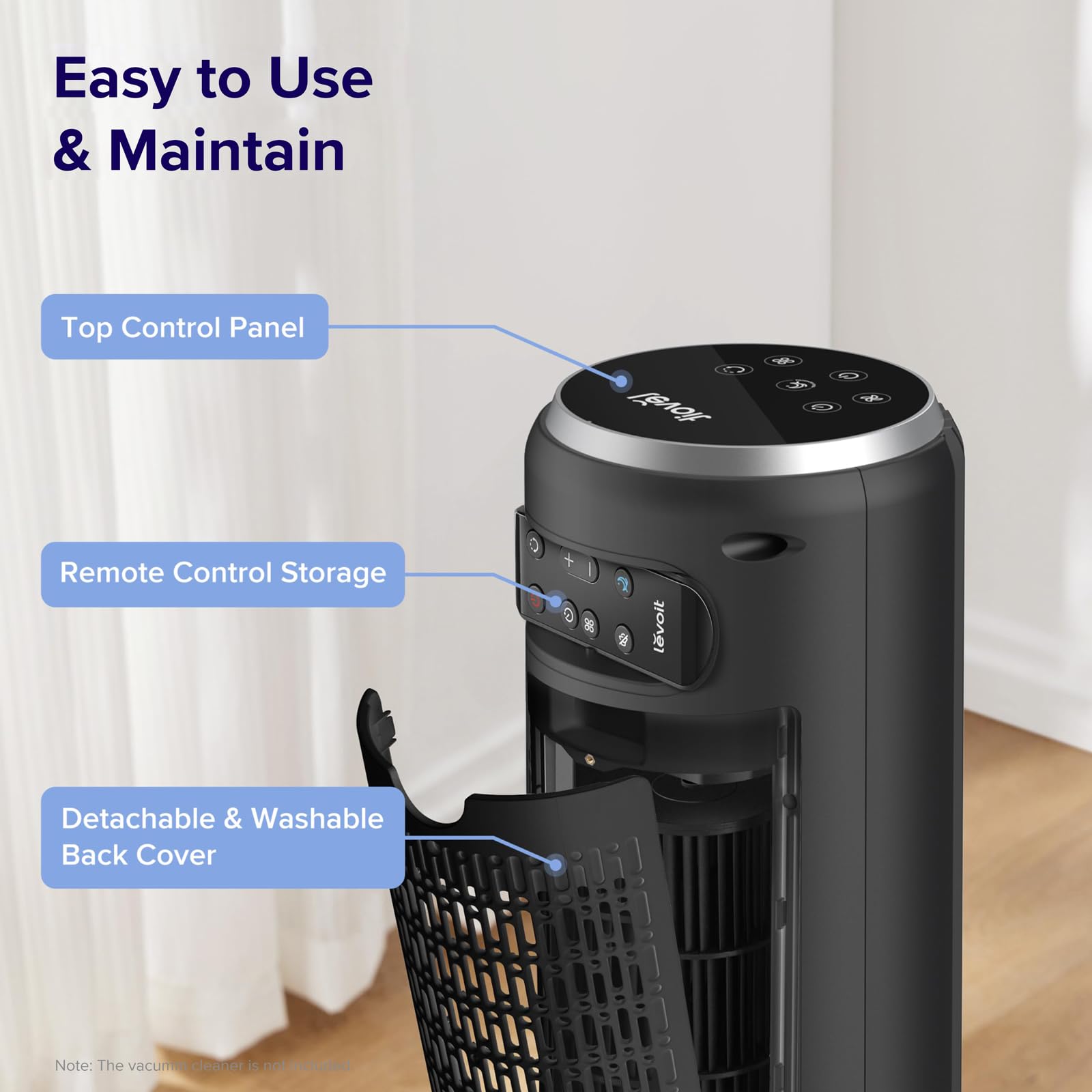 LEVOIT Classic 36-inch tower fan advanced sleep mode reduces wind and noise at night.