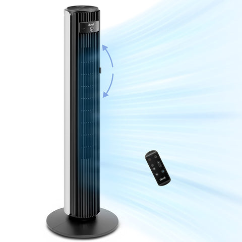 LEVOIT Classic 42-inch tower fan front view showing strong airflow for large rooms