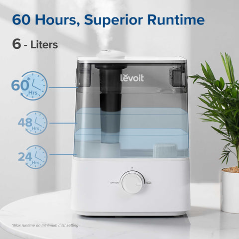 LEVOIT Classic300 shows a 6L tank for long-lasting use