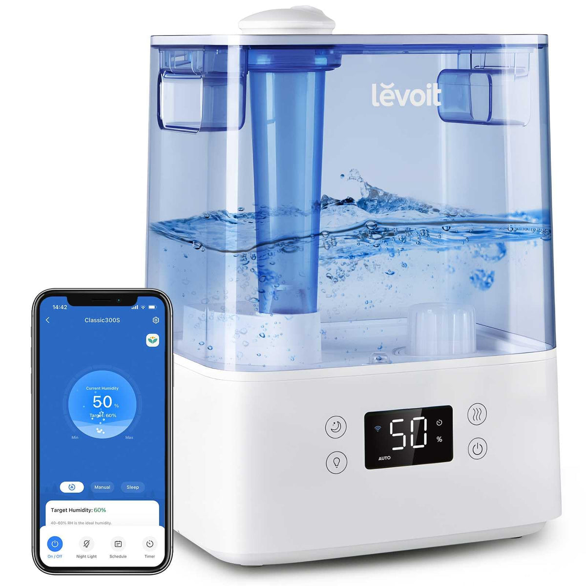 LEVOIT Classic300S front view with a 6L tank for family humidification.