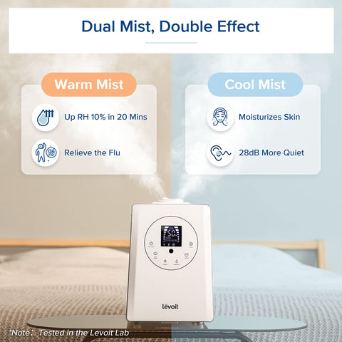 LEVOIT cool mist mode promotes comfortable hydration for sleep-friendly environments.